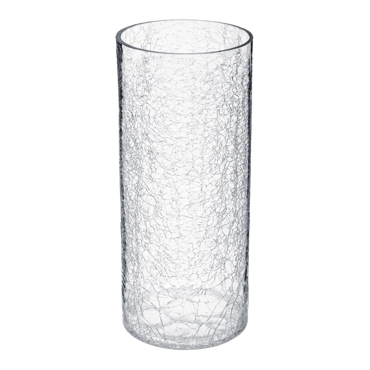 Crackled Glass Cylinder Vase H.30 cm Crackle