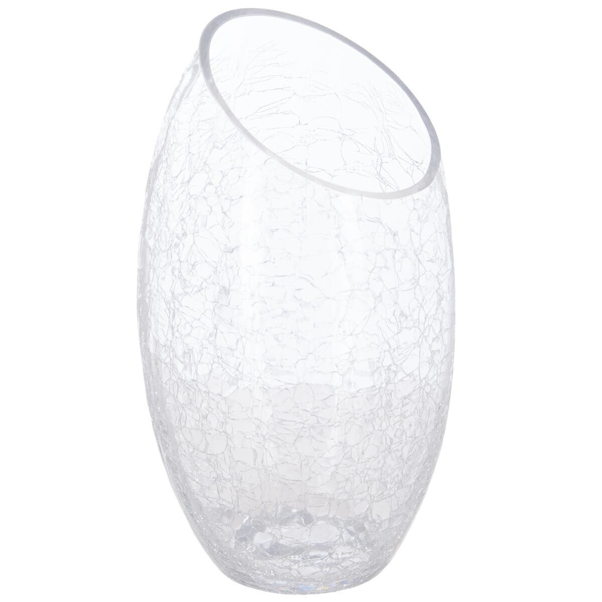 Bulbous Vase, Crackled Glass H.23 cm Transparent