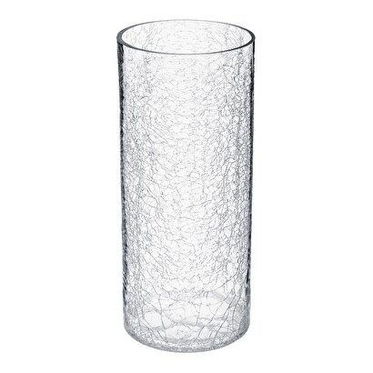 Crackled glass cylinder vase h.30 cm