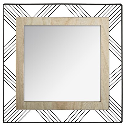 Mirror "joe" black metal, 45x45 cm