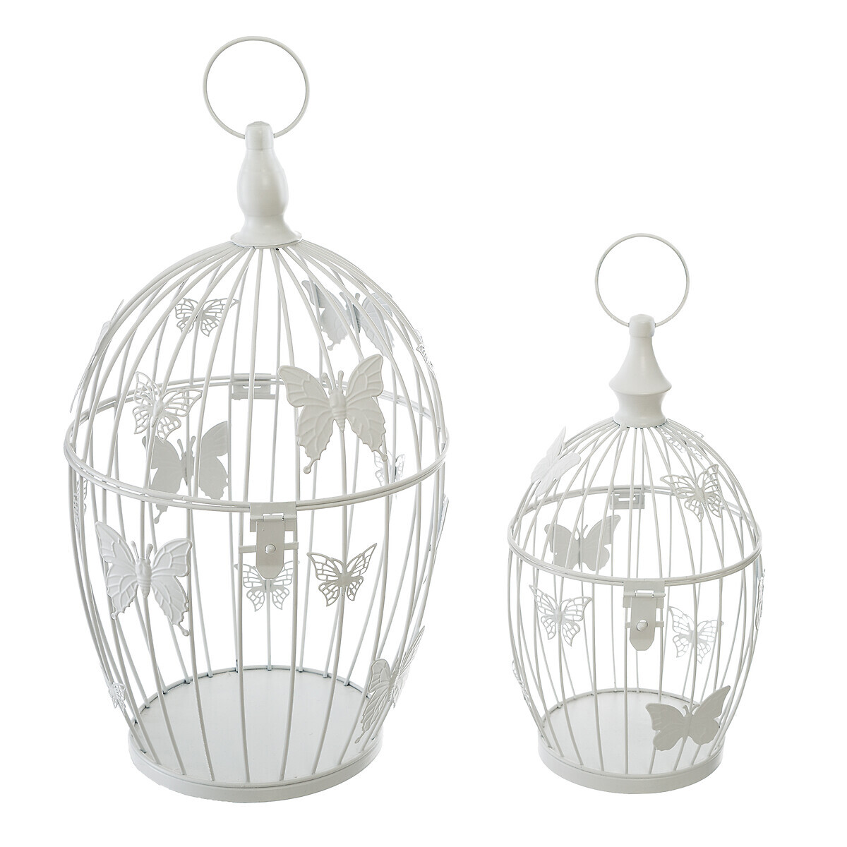 Set of 2 cages, metal White, D.17/23.5 cm White