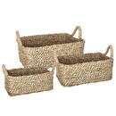Set of 3 rectangular baskets L.29/37/43 cm Natural wood