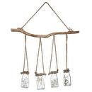Hanging lamp with 4 dried flowers Glass vase, H.45 cm Multicolored