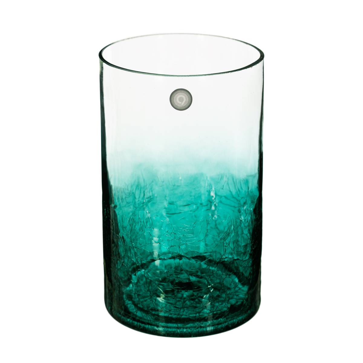 Cylinder vase, crackled glass H.20 cm Green