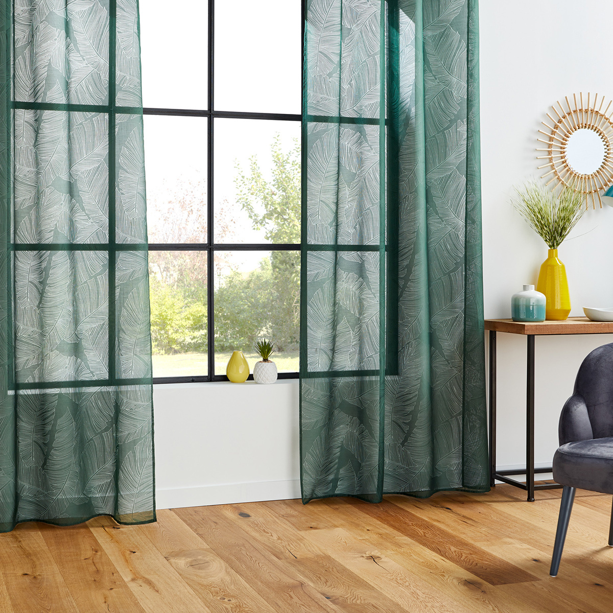 Sheer Curtain "Devo" Cedar green, 140x240 cm Cedar green