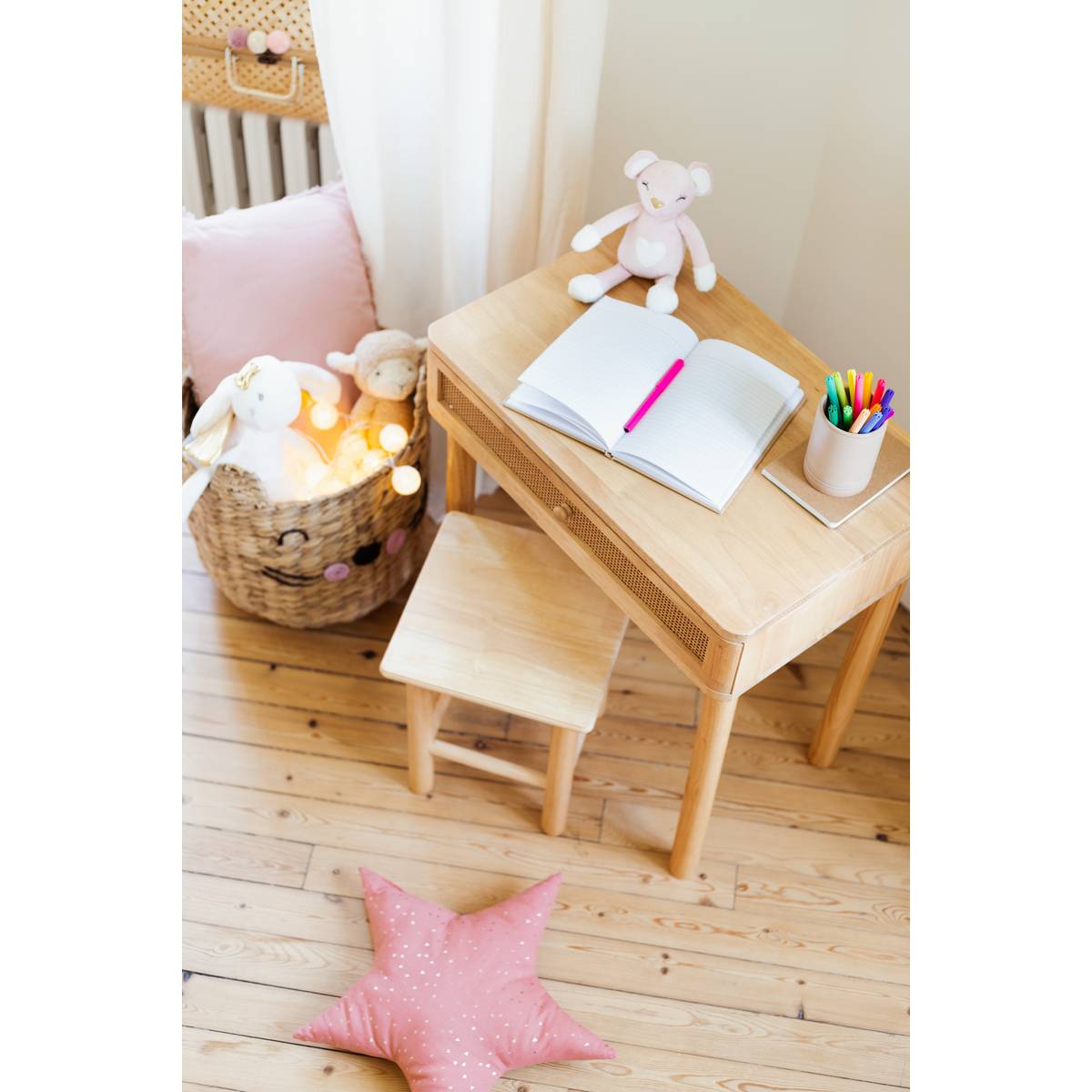 Children's Cushion "Berlingot" Star Terracotta Rose, 40x40 cm Terracotta pink