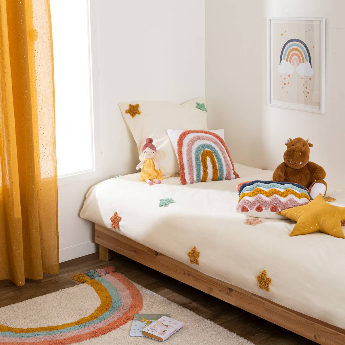 Children's Cushion "Berlingot" Star Mustard yellow, 40x40 cm Mustard yellow