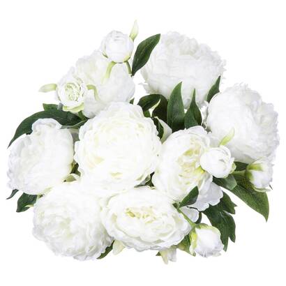 Bouquet of 13 artificial peonies white, h.50 cm