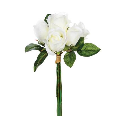 Bouquet of 7 artificial roses white, h.30 cm