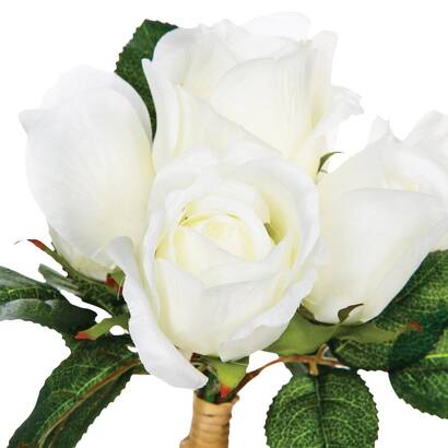 Bouquet of 7 artificial roses white, h.30 cm