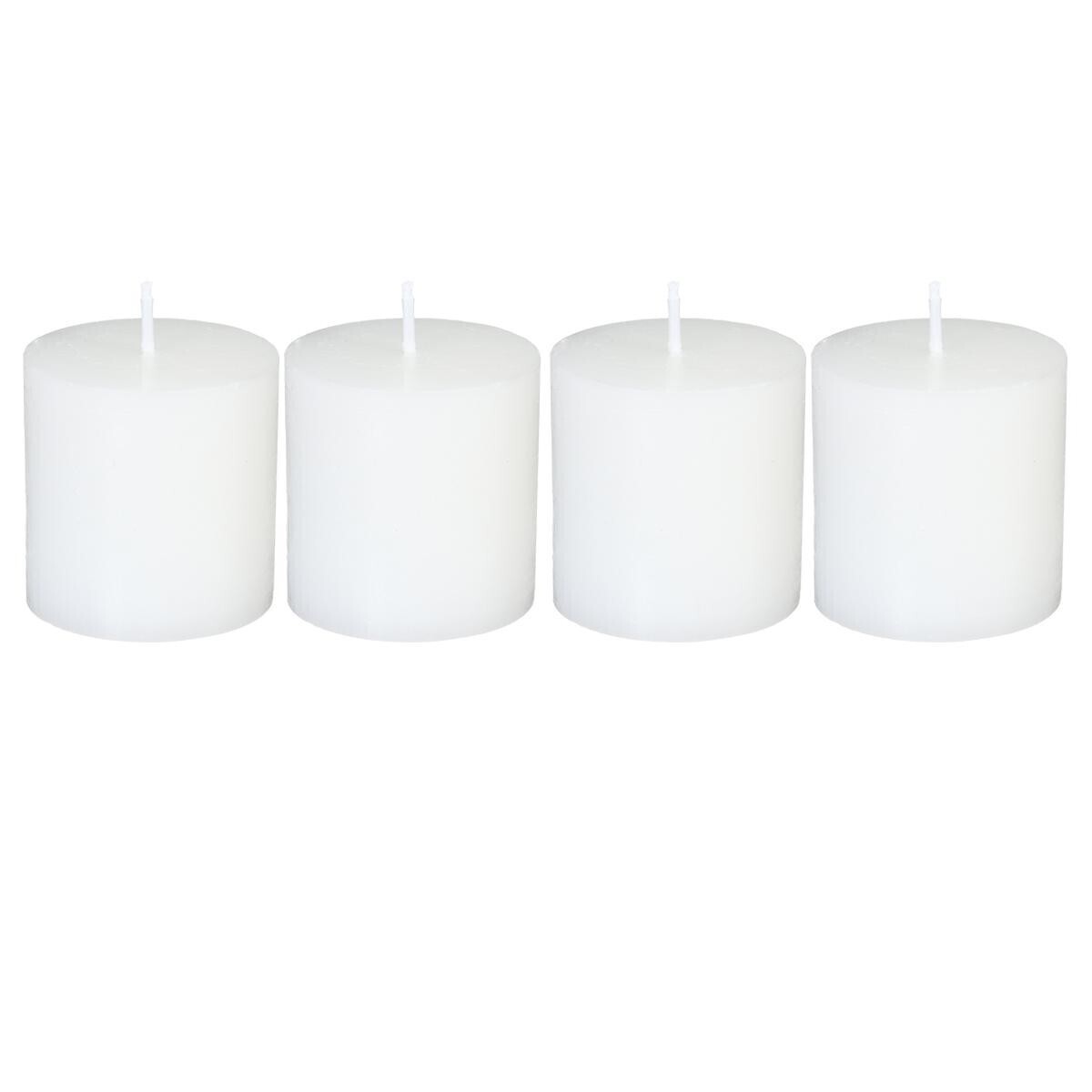 Set of 4 rustic candles "Olia" White, 60g White
