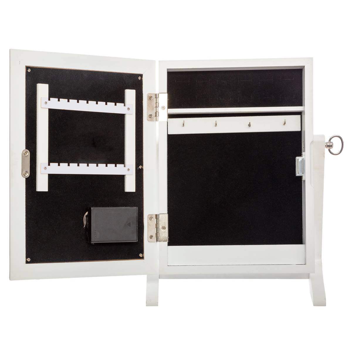LED Jewelry Cabinet, Wood White, 26x35 cm White