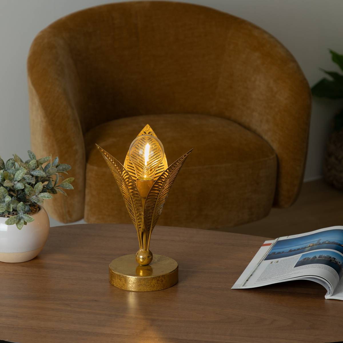 LED Lamp "Leaf" Gold, H.25 cm Gold