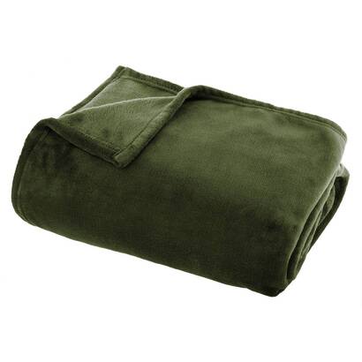 Flannel throw khaki green, 125x150 cm