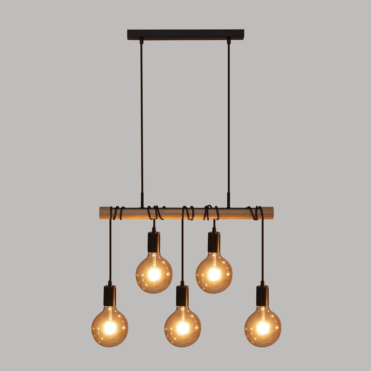 Pendant Light "Jake" Black metal, H.120 cm Black