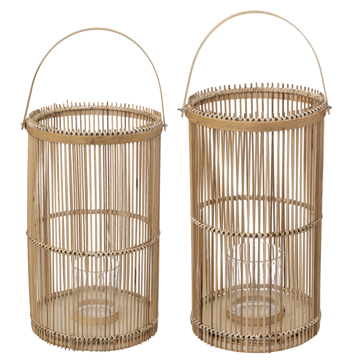 Set of 2 lanterns, bamboo H.40/ H.36 cm Beige