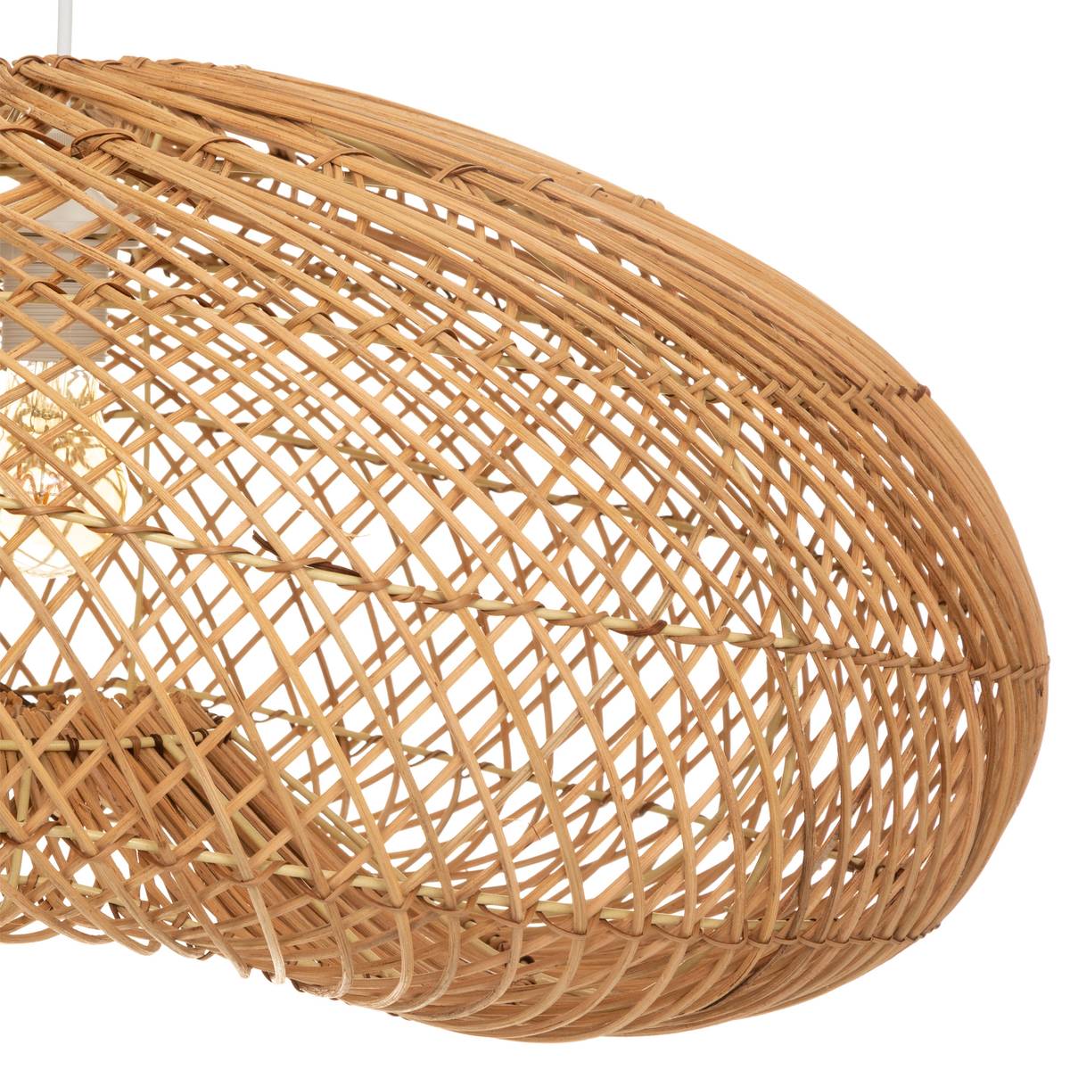 Pendant Light "Jeny" Rattan, D.68 cm Natural wood