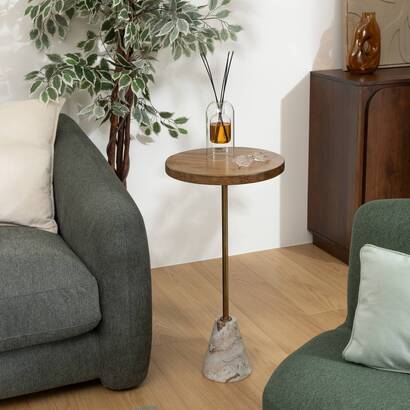 Side table "neith" mango wood, d.35 cm