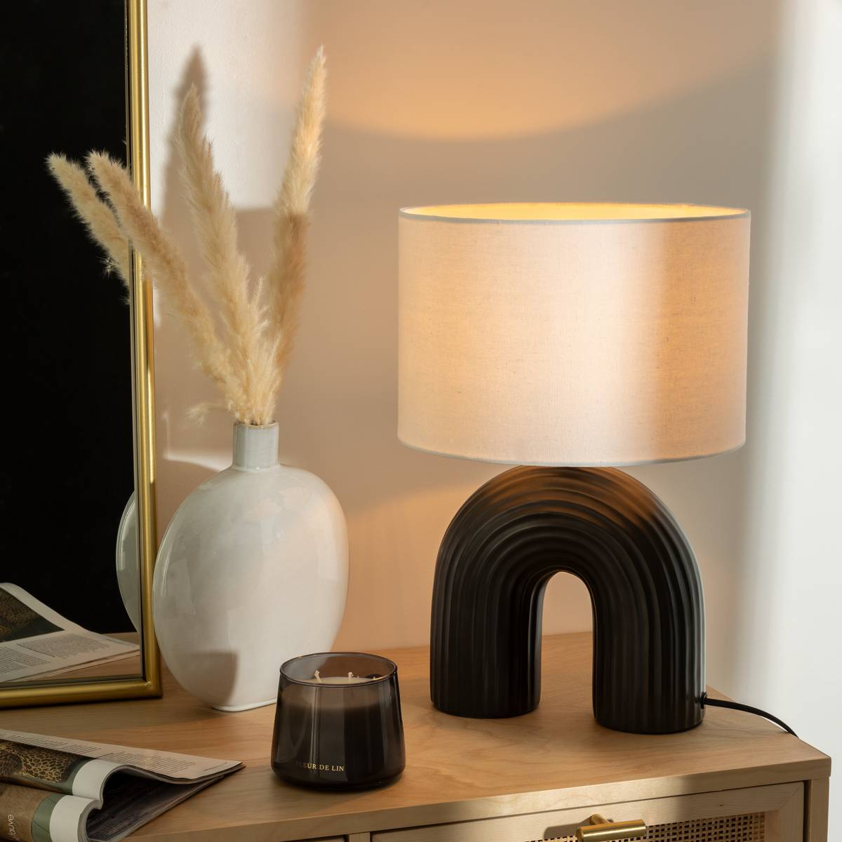 Lamp "Eidel", ceramic Black, 40.5 cm Black