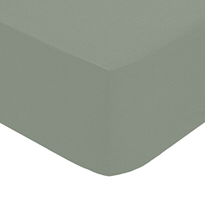 Fitted sheet, percale green, 90x190 cm