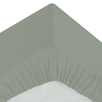 Fitted sheet, percale green, 90x190 cm