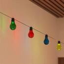 Solar-powered multicolor outdoor string lights 10 light bulbs Multicolored