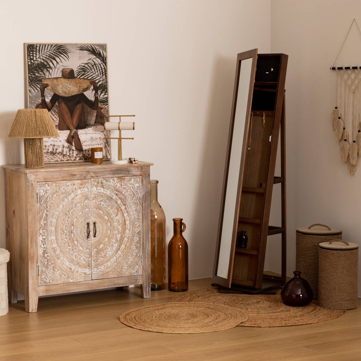 Rug, jute D.80 cm Beige