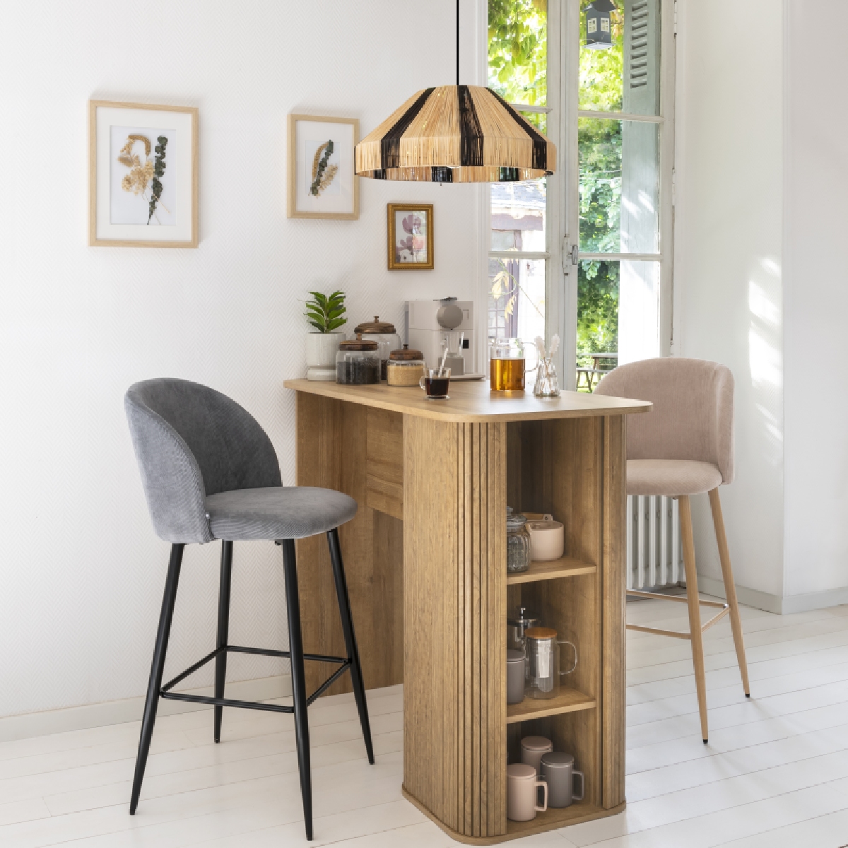 Bar dining table "Colva" Veneer L.120 cm Brown