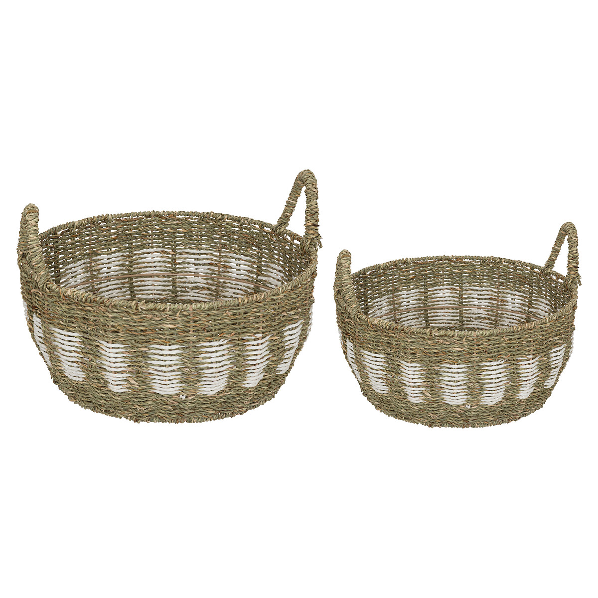 Set of 2 XL Baskets Rattan Beige