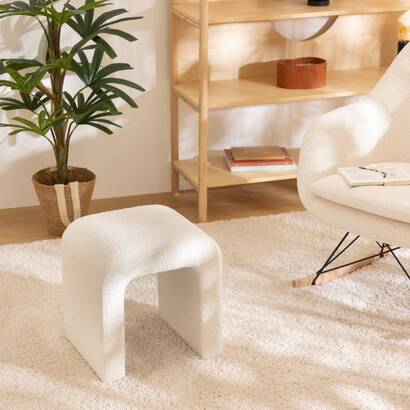 Pouf "sevi" bouclette, white, 41x35 cm