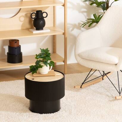 Coffee table "enola" ash veneer, black, d.38.5 cm