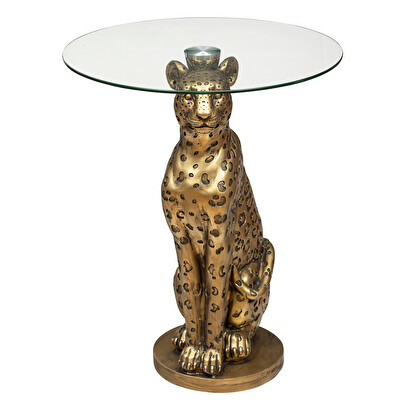 Coffee table "leopard" gold, d.40 cm