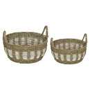 Set of 2 XL Baskets Rattan Beige