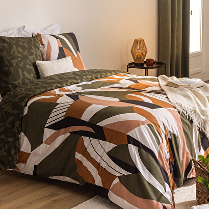 3-piece printed bedding set "arik" khaki green, 260x240 cm