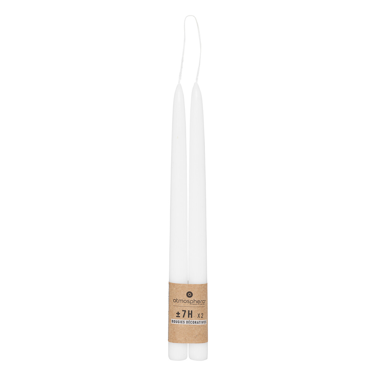 Set of 2 "Hugo" stick candles White, 70g White