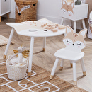 Ensemble table + chaise enfant "Renard" 1 table et 1 chaise, Blanc Multicolored