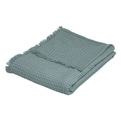 Bed throw "widdy", cotton celadon green, 130x180 cm