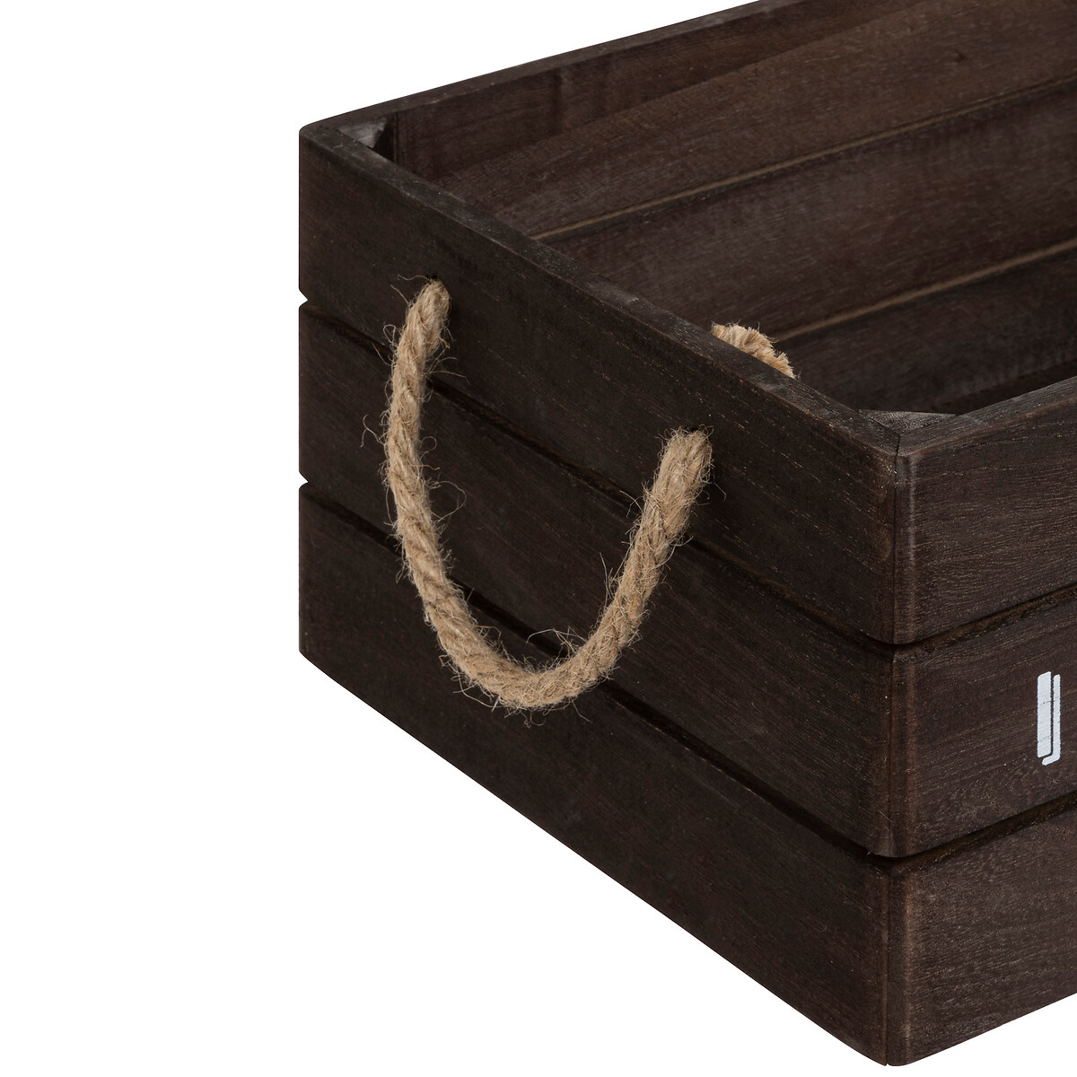 Set of 3 wooden crates "Denys" Black, L.23/29/35 cm Tonka brown