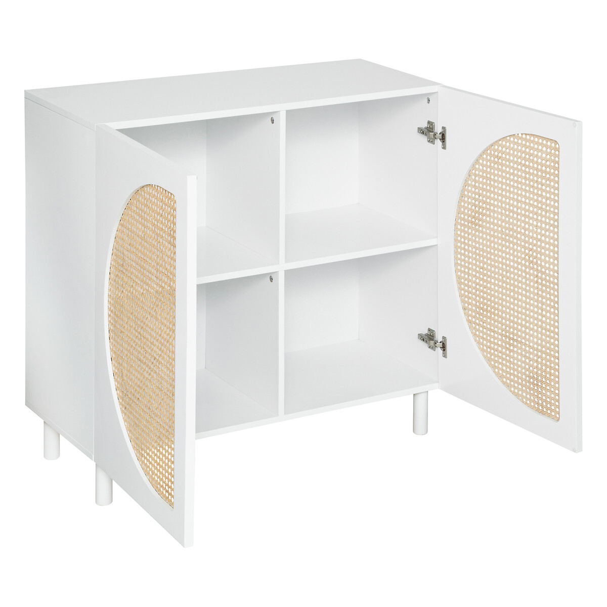 2-door Sideboard "Cabras" White wood, Rattan, 94x86 cm White
