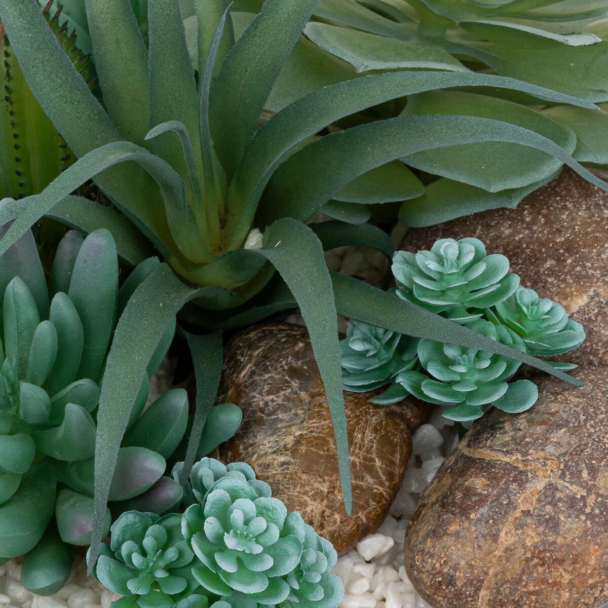 Composition of artificial succulents Ceramic pot, H.20 cm White