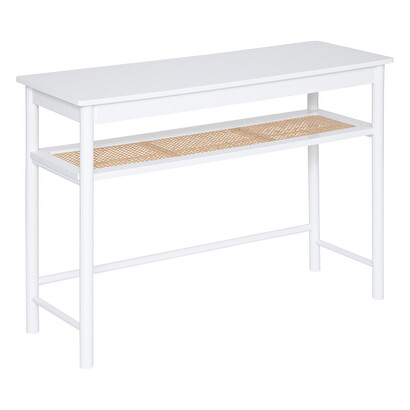 Console "cabras" white wood, rattan, l.110 cm