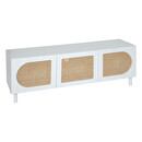 TV Stand "Cabras" White wood, Rattan, 140x50 cm White