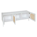 TV Stand "Cabras" White wood, Rattan, 140x50 cm White
