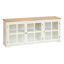 3-door glass sideboard "Olbia" Acacia, 180x80 cm White