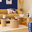 Set of 2 coffee tables "Soleya" L.95/99.5 cm Beige