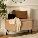Velvet storage bench "Solaro" Beige, 100x40 cm Beige