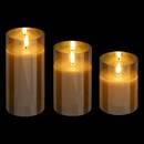 Set of 3 LED Candles "Sena" Glass, Amber, D.7.5 cm Amber