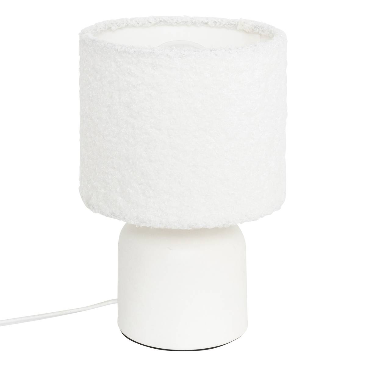 Table lamp "Bona" Bouclette, White, H.22 cm White