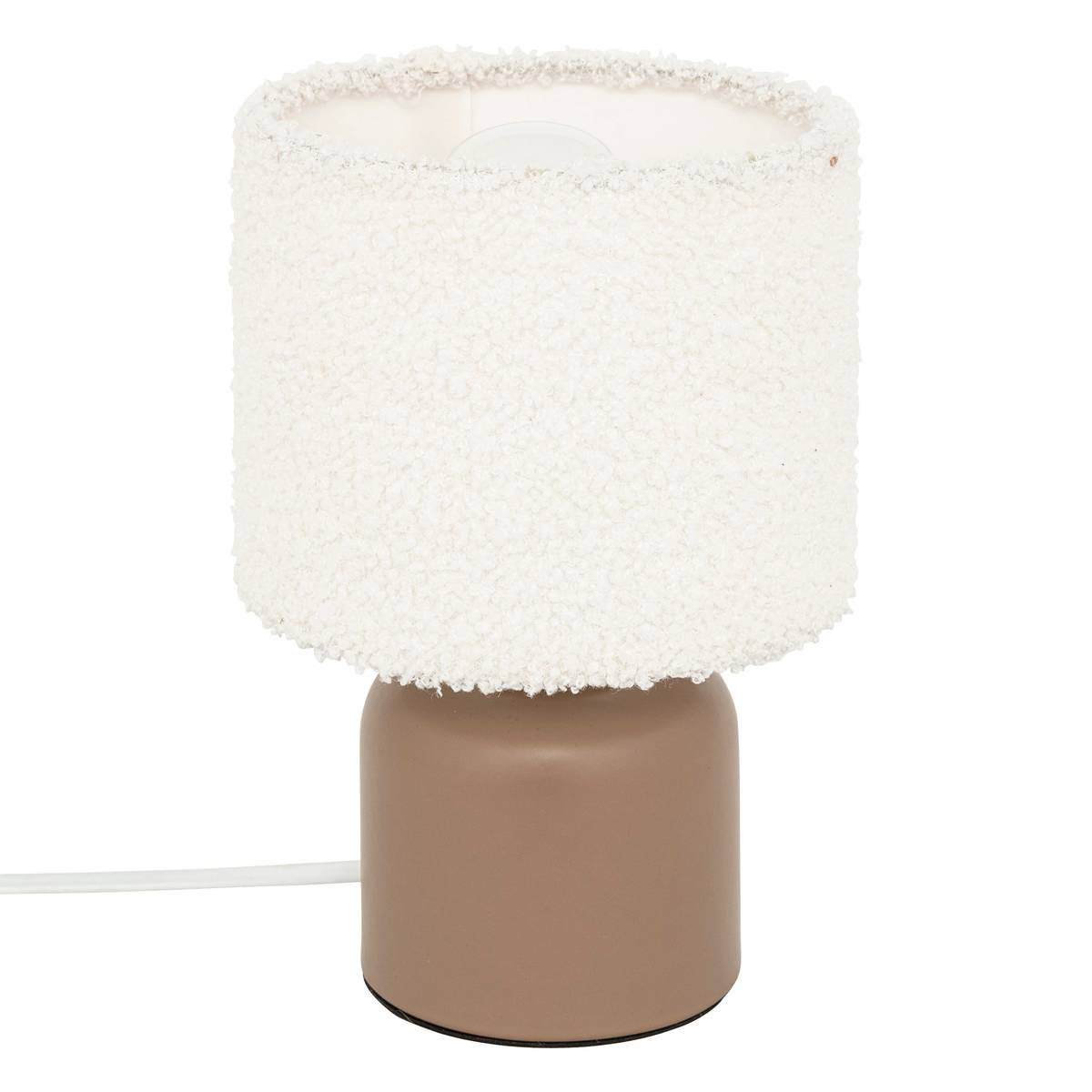 Table lamp "Bona" Bouclette, Brown, H.22 cm Brown