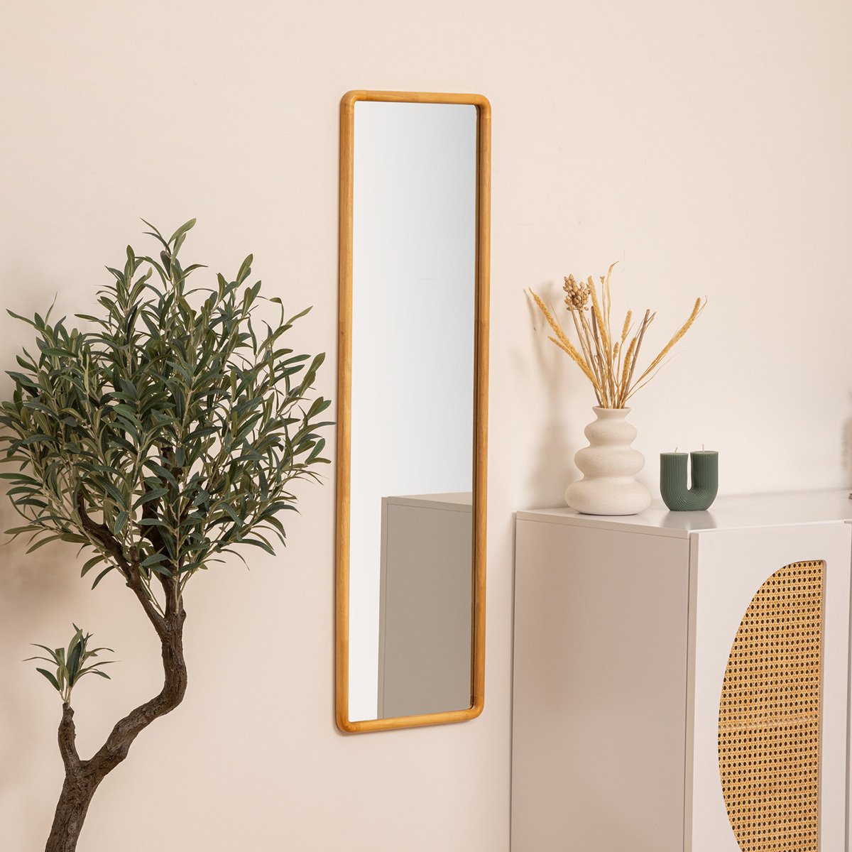 Rectangular Mirror "Kim" 116x35 cm Wood